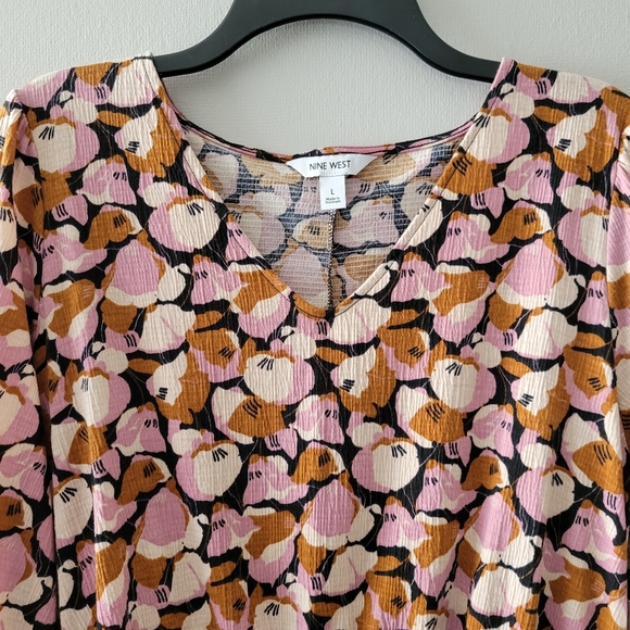 New Nine West Floral Multicolored Dress Size: L - Picture 13 of 15